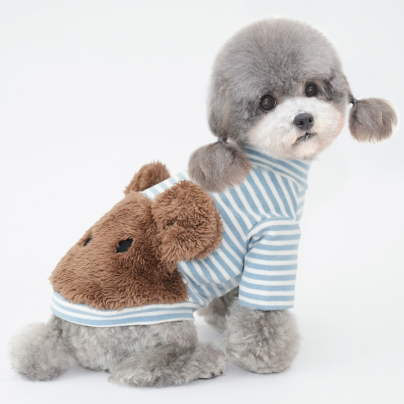 Furry Bear Striped Two-Legged Dog Clothes