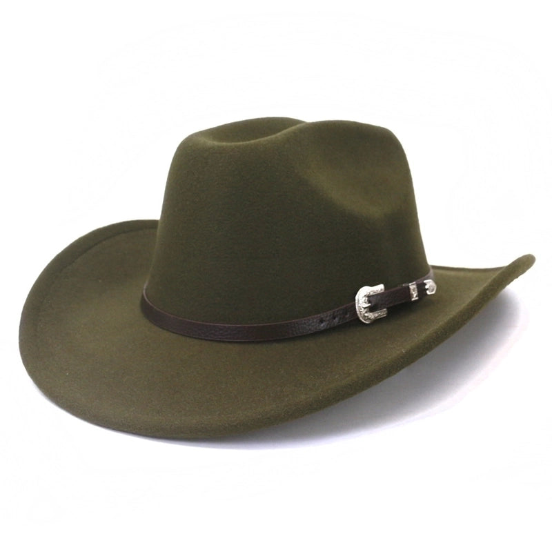 Unisex Basic Cowboy Style Solid Color Big Eaves Fedora Hat