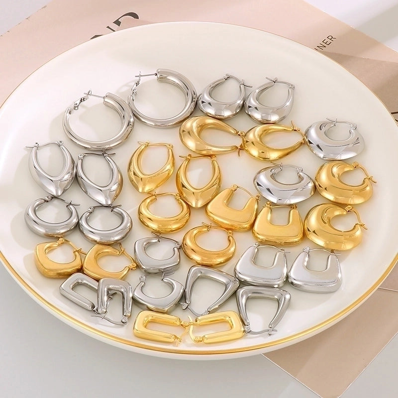 1 Pair Modern Style Minimalist Solid Color Plating Stainless Steel 18K Gold Plated Earrings