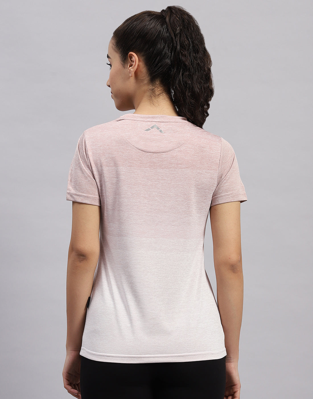 Women Pink Stripe Round Neck Half Sleeve Top