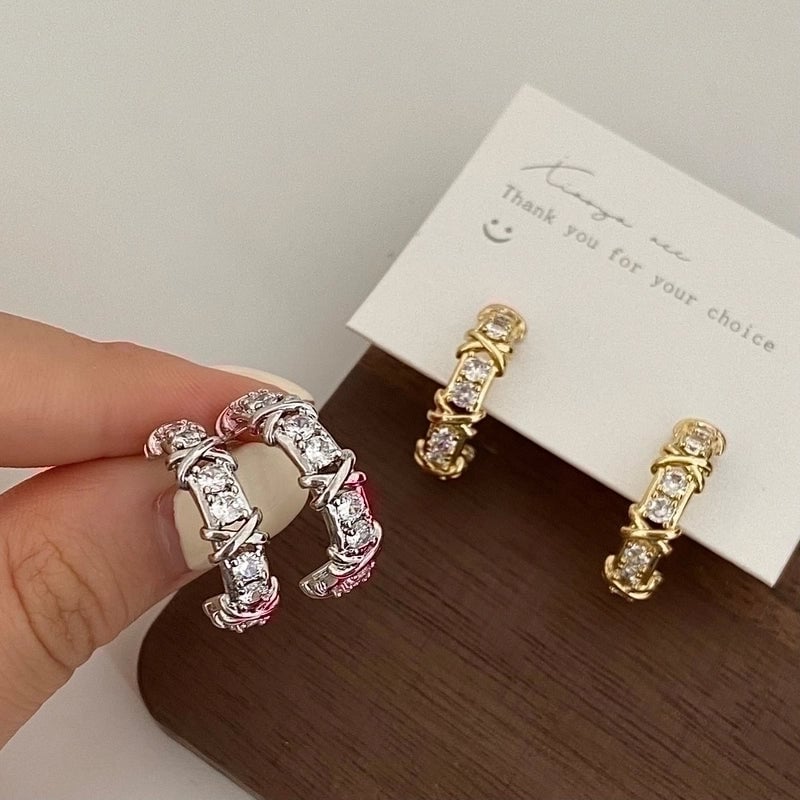 Elegant Streetwear Geometric Plating Inlay Copper Zircon Earrings
