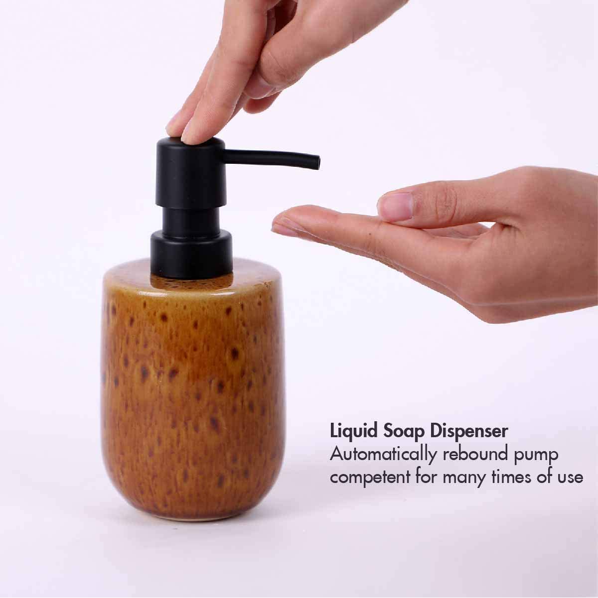 Ceramic Hand Soap Dispenser Pump Bottle. Leopard Ceramic Refillable Lotion Dispenser for Kitchen. Bathroom Countertops. Washroom and Sink(300ml/10oz)