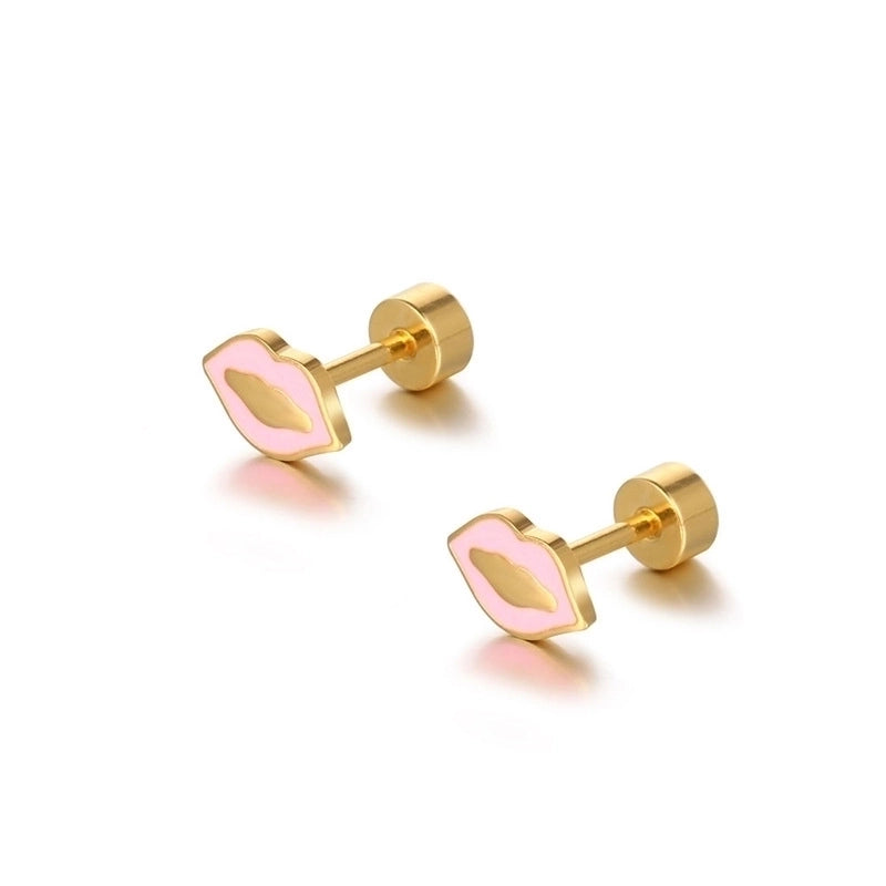 1 Piece Fashion Lips Plating 304 Stainless Steel Ear Studs