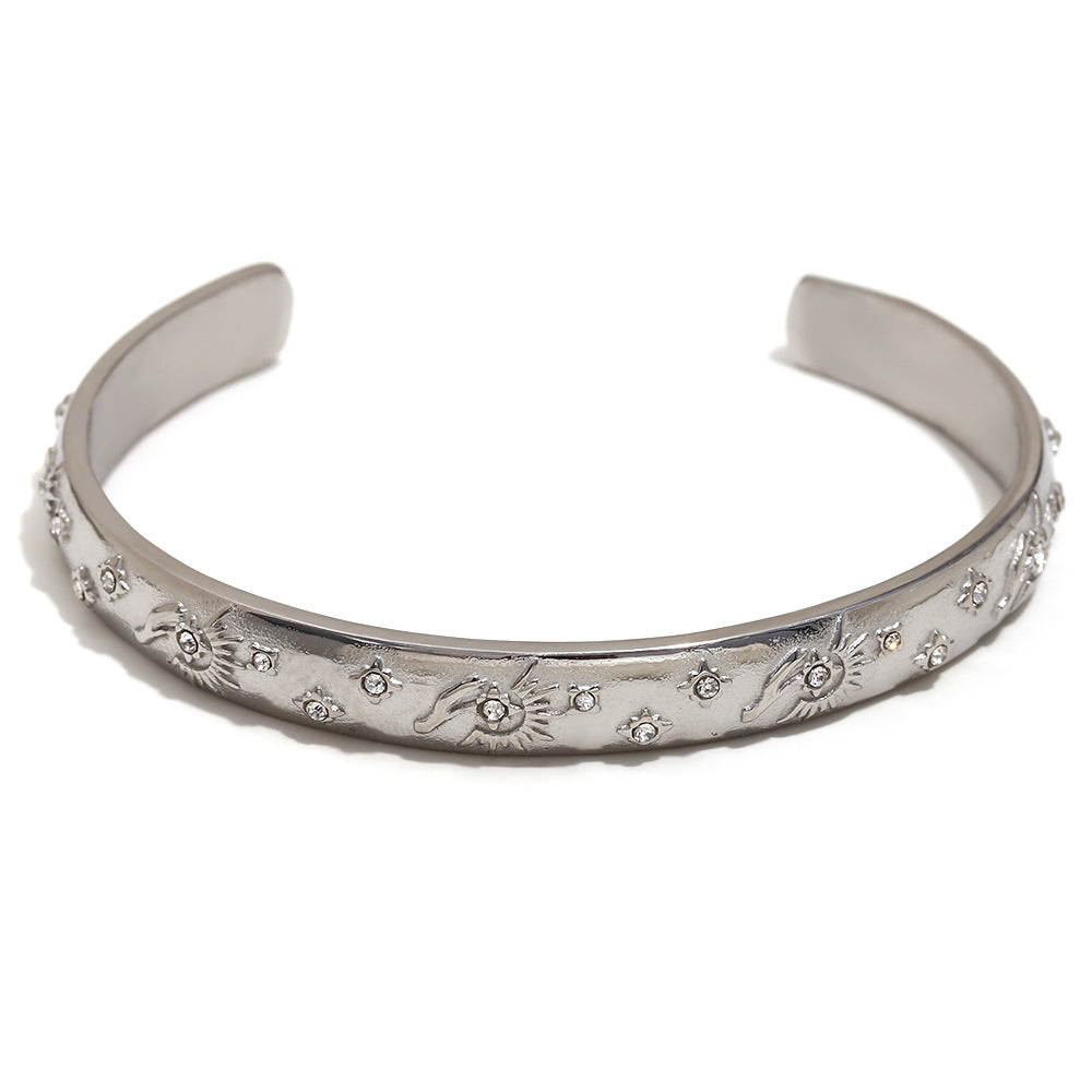 Ins Fashion Niche Advanced Versatile Ring Bracelet Stainless Steel 18K Gold Plated Tarot Earrings Female