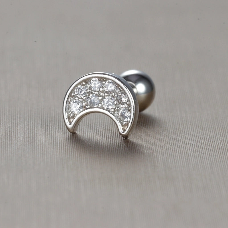 1 Piece Minimalist Star Heart Shape Crown Plating Inlay Stainless Steel Zircon Ear Studs