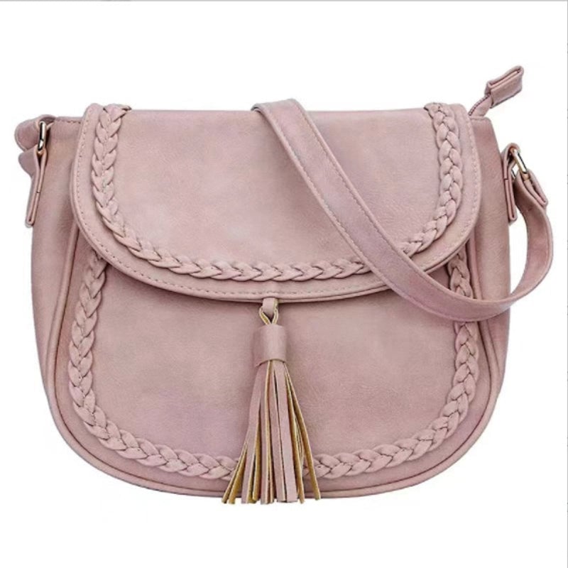 Women's Pu Leather Solid Color Classic Style Shell Zipper Shoulder Bag Saddle Bag