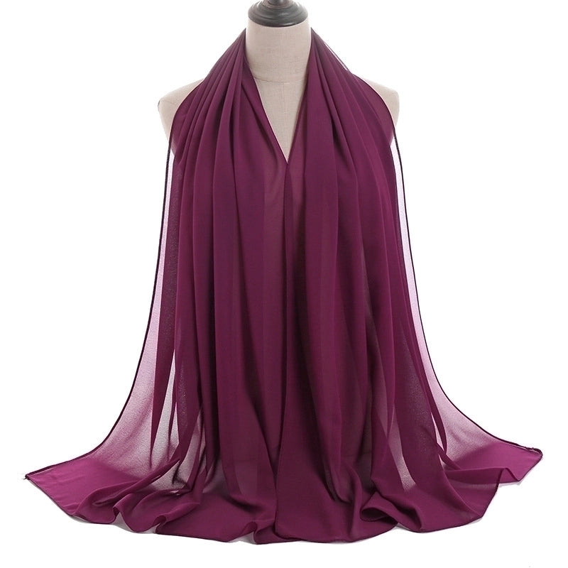 Women's Minimalist Solid Color Chiffon Cotton Linen Scarves