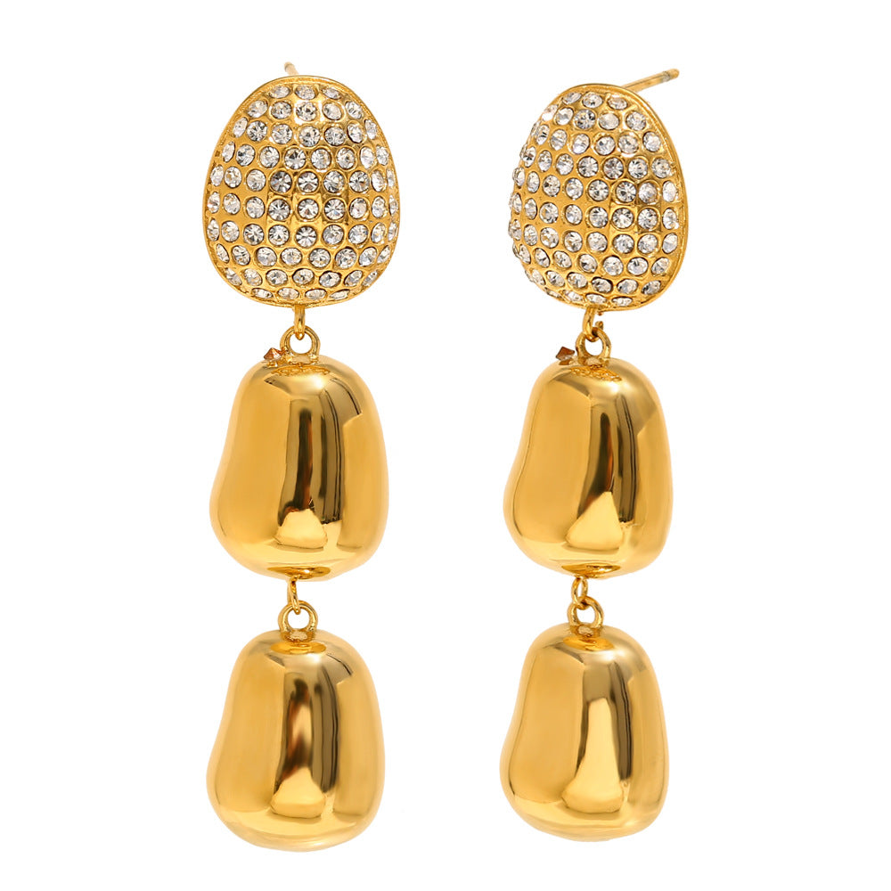 Ins Niche Simple Peanut Bow Earrings Stainless Steel 18K Gold Plated Love Ring Earrings Female