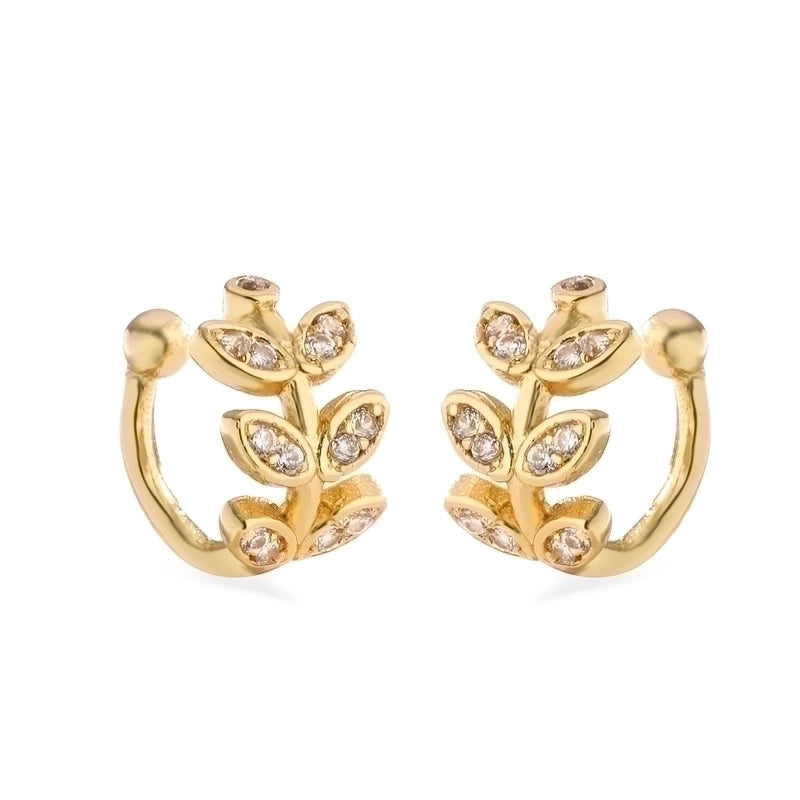 1 Pair Ig Style French Style Minimalist Leaves Twist Plating Inlay Copper Zircon 18k Gold Plated Ear Cuffs