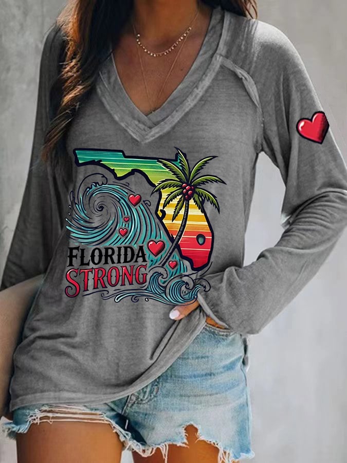 Women's Florida Strong Printed V-Neck T-Shirt