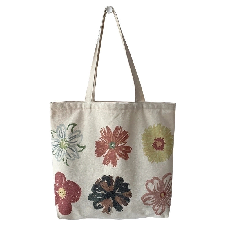 Women's Streetwear Flower Canvas Shopping Bags