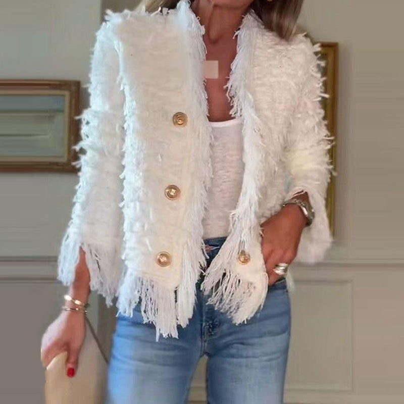 💖 Women’s Fashion Button Tassel Short Coat✨