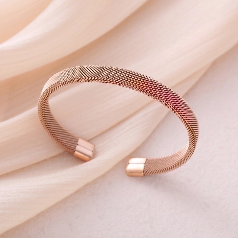 Ins Style Minimalist C Shape Solid Color Stainless Steel Plating Cuff Bracelets