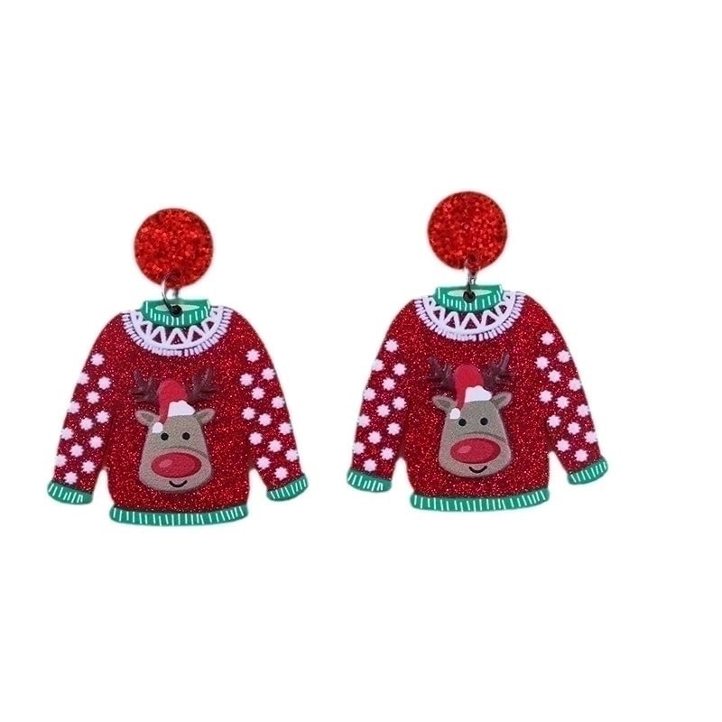 1 Pair Minimalist Snowman Printing Arylic Drop Earrings