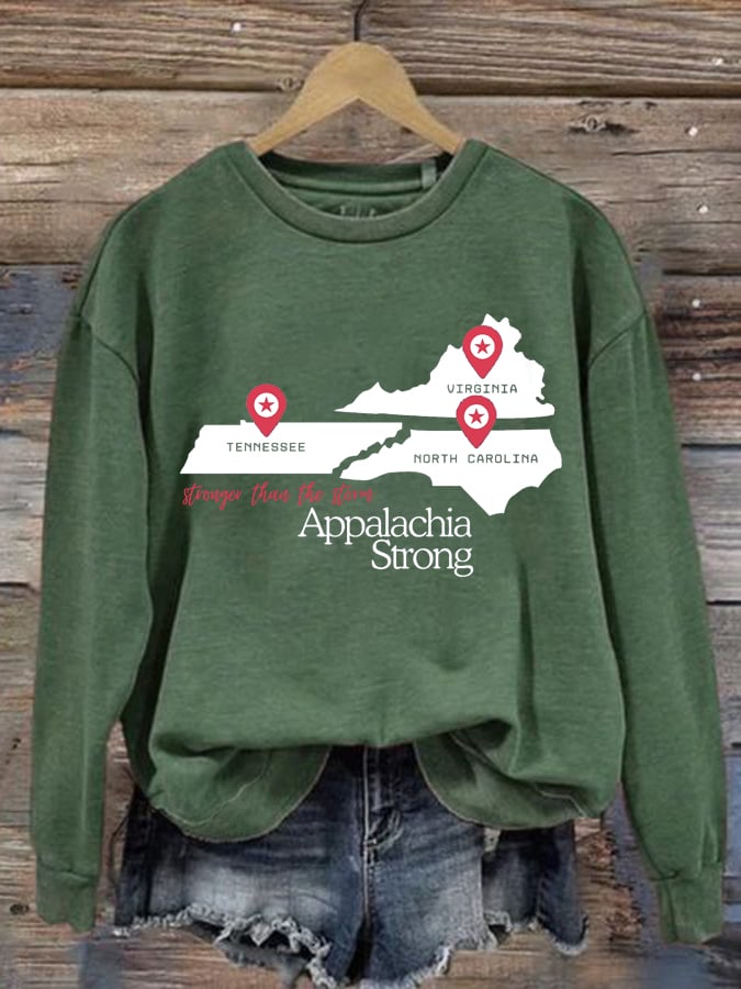 Women's Appalachia Strong Print Round Neck Sweatshirt