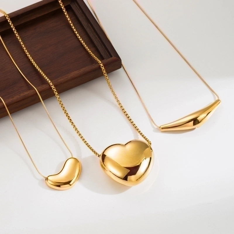 Minimalist Geometric Round Heart Shape 304 Stainless Steel 18K Gold Plated Plating Stainless Steel Necklaces