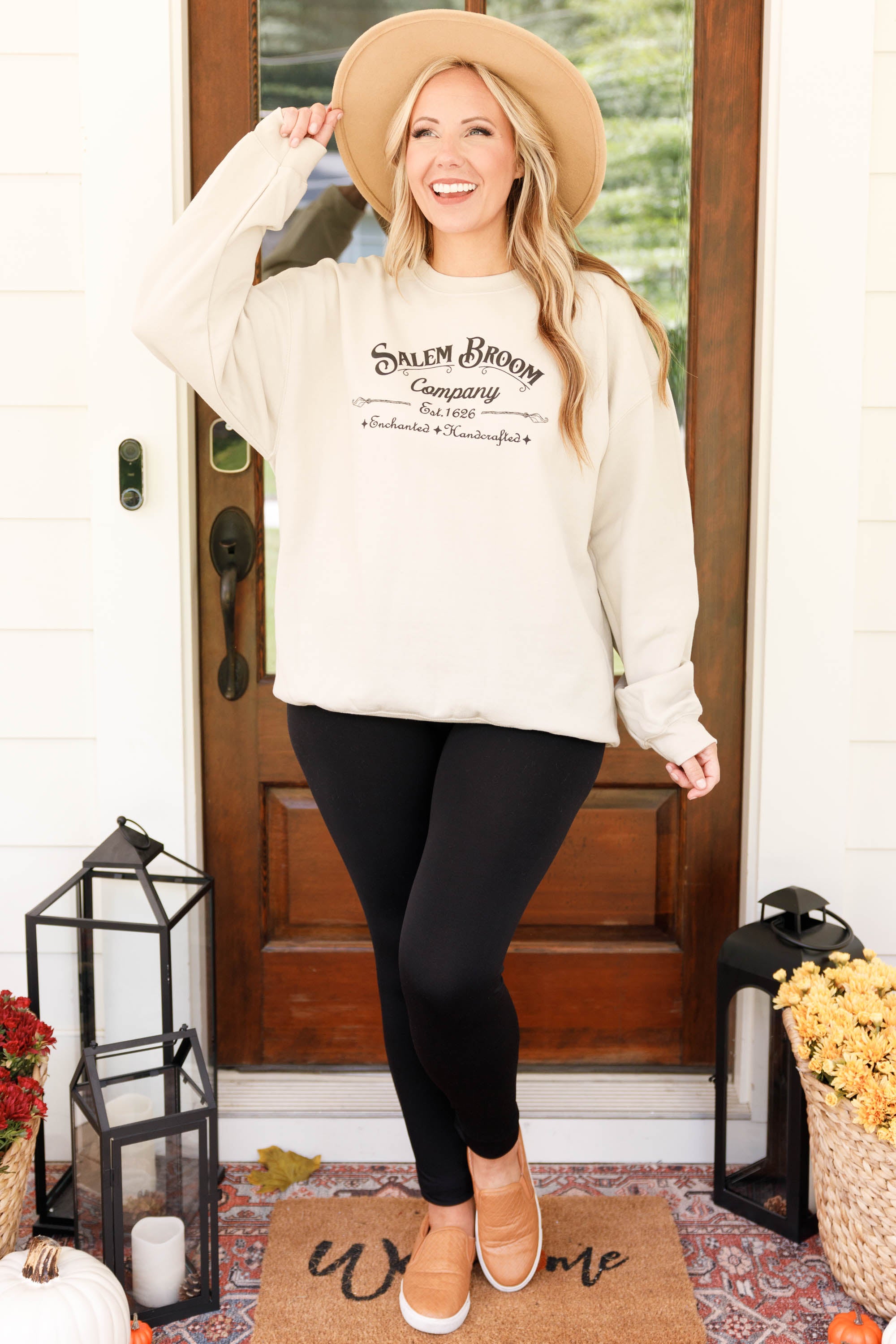 Salem Broom Company Sweatshirt. Sand