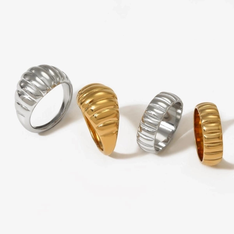 Casual Solid Color 316 Stainless Steel  16K Gold Plated White Gold Plated Gold Plated Plating Rings