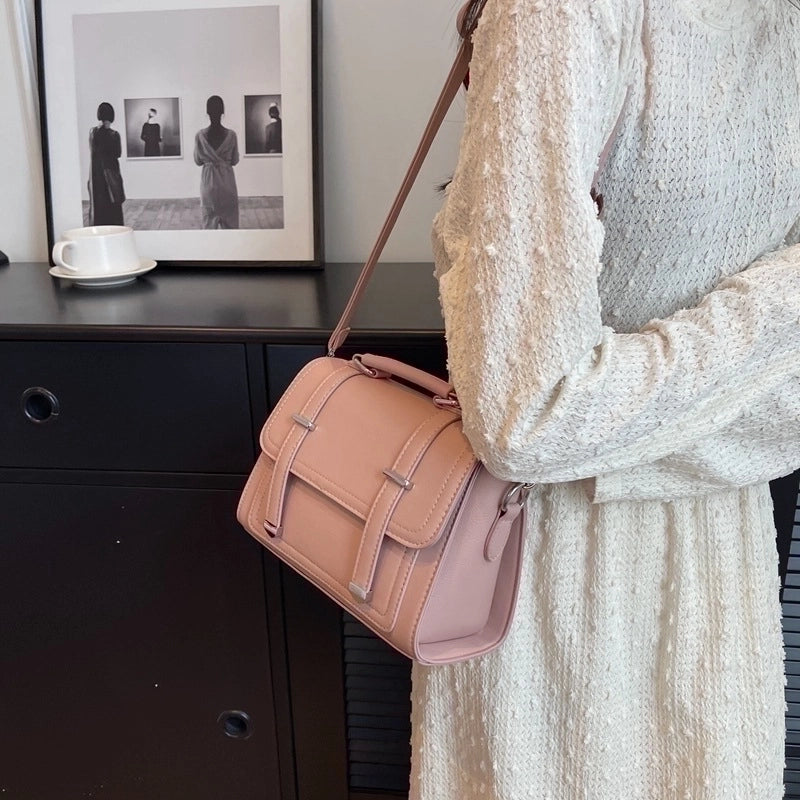 Women's Medium Pu Leather Solid Color Streetwear Square Flip Cover Crossbody Bag
