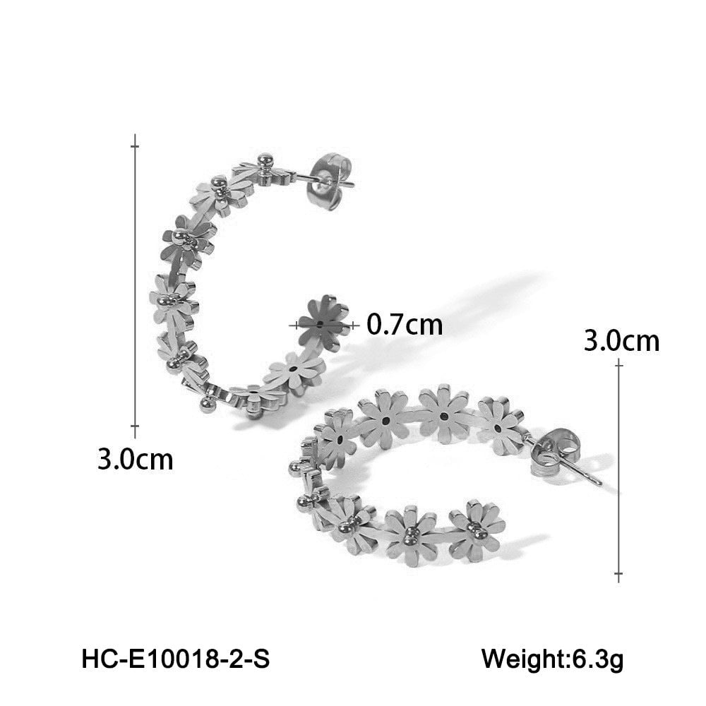 Flower Geometric Stainless Steel Electroplating Earrings