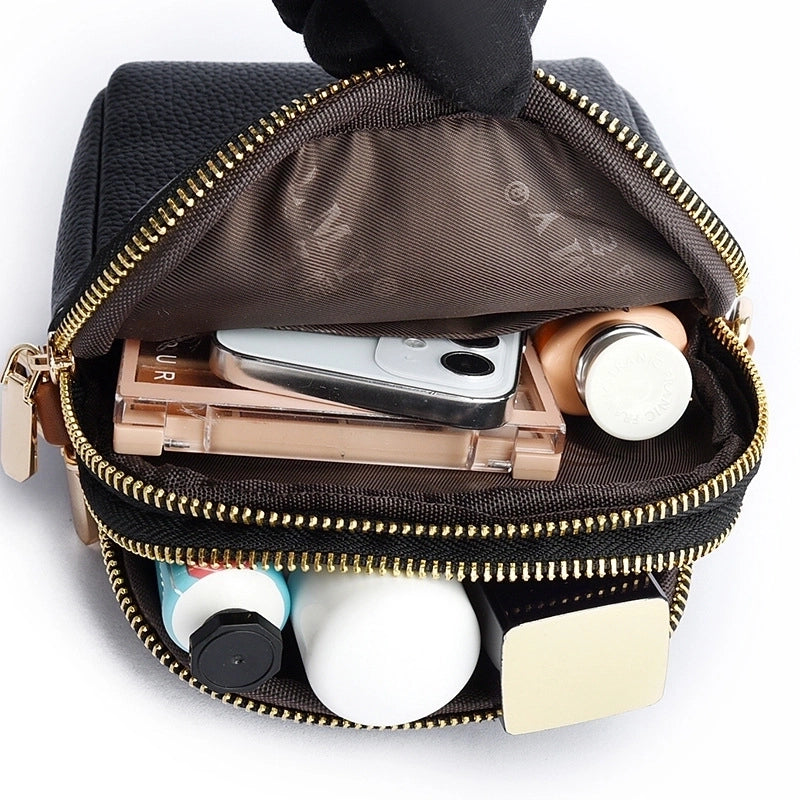 Women's Leather Solid Color Basic Square Magnetic Buckle Shoulder Bag Phone Wallets Crossbody Bag
