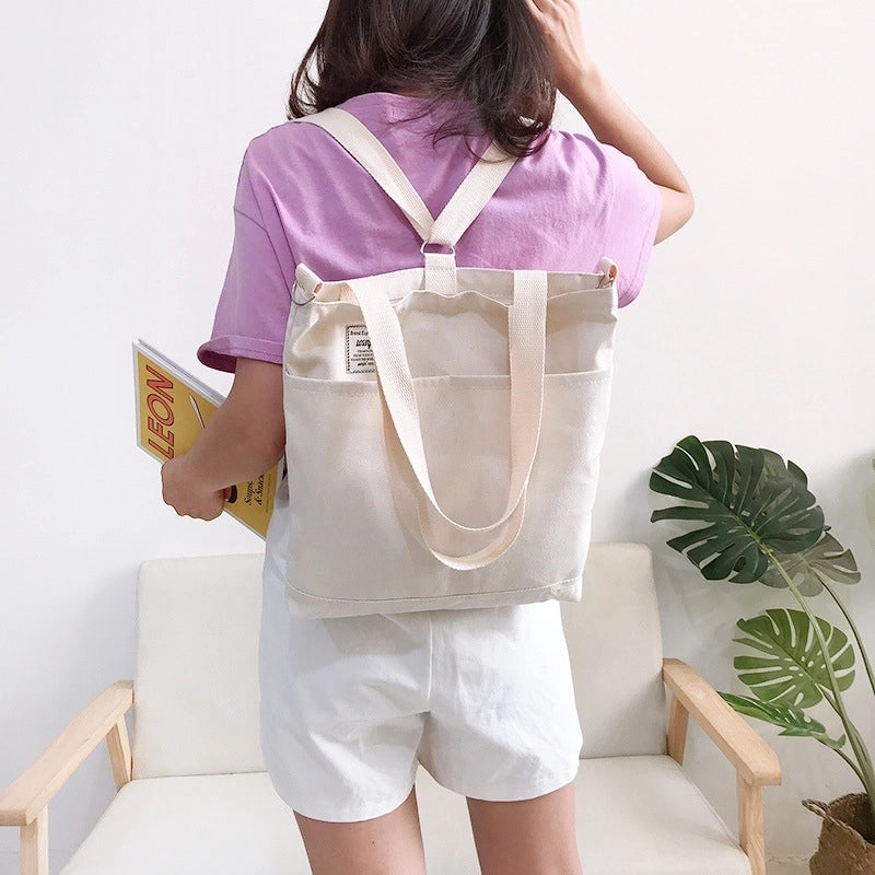 Women's Basic Streetwear Letter Solid Color Canvas Shopping Bags