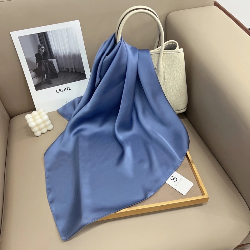 Women's Fashion Solid Color Satin Printing Silk Scarves