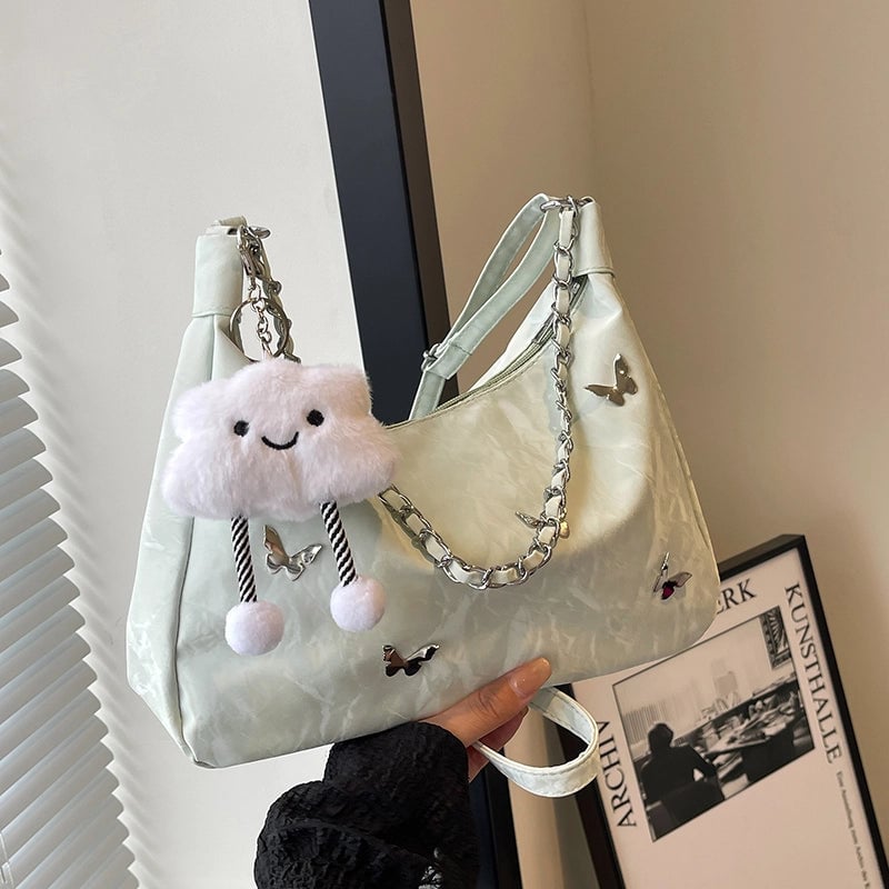Women's Pu Leather Solid Color Streetwear Square Zipper Shoulder Bag Underarm Bag