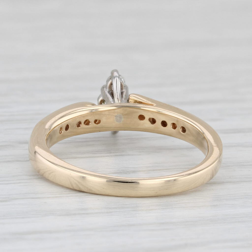 0.18ctw Diamond Cluster Engagement Ring 10k Gold Size 6.75 Marquise Bypass