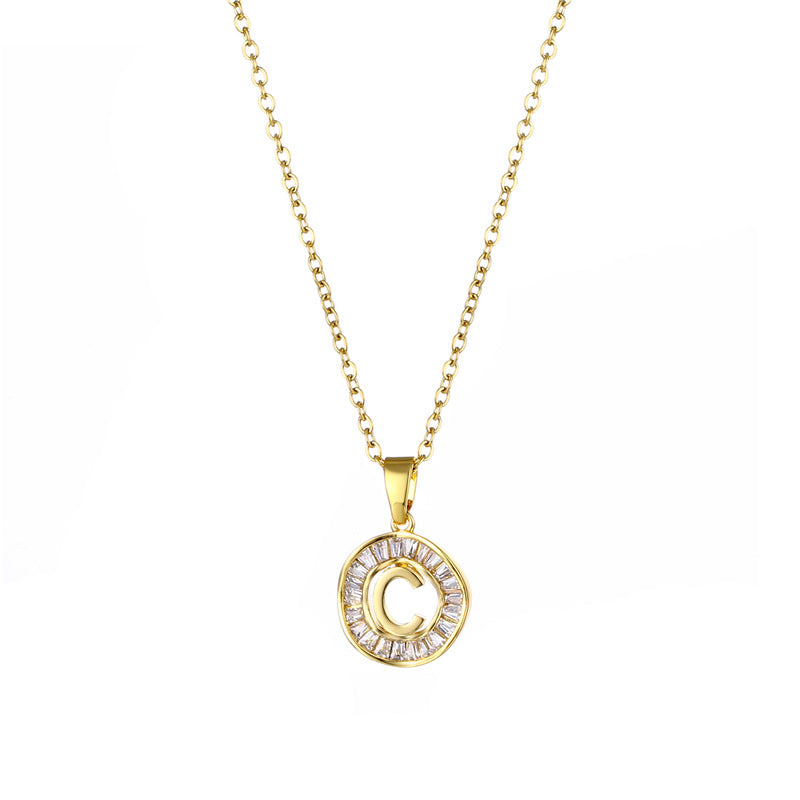 Natural Letter Text Number Stainless Steel Electroplating Necklaces