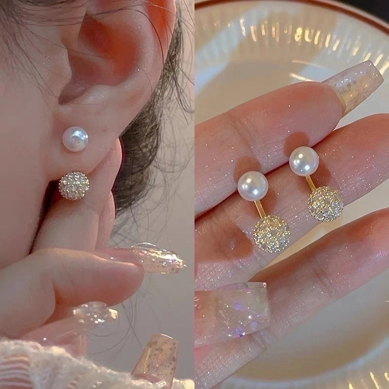 2 Pieces Fashion Heart Shape Flower Copper Beaded Plating Inlay Pearl Zircon Earrings Ear Studs 1 Pair