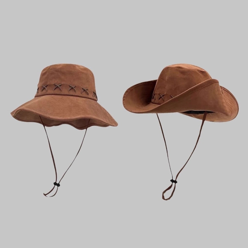 Unisex Basic Cowboy Style Modern Style Geometric Solid Color Big Eaves Bucket Hat