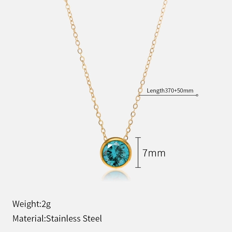 Minimalist Round 304 Stainless Steel Rhinestones Plating Stainless Steel Necklaces