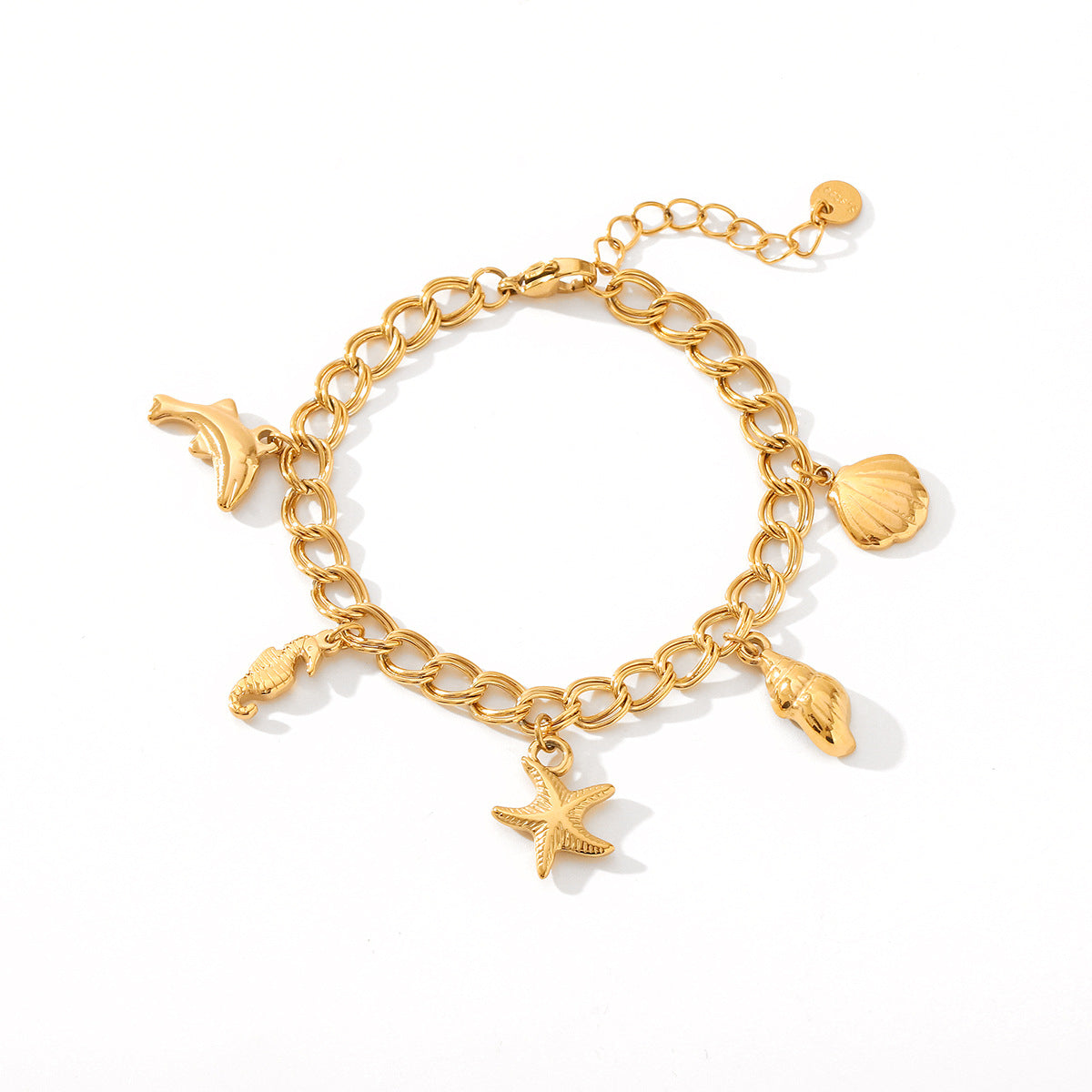 Marine Stainless Steel Bracelet Dolphin Seahorse Starfish Conch Shell Pendant Jewelry