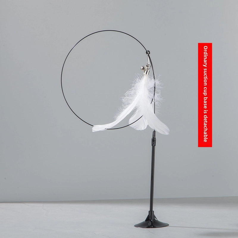 Upgrade Glue Suction Cup Steel Wire Rod Feather Tease Cat Stick Cat Self-Hi Relief Mi Toy Supplies