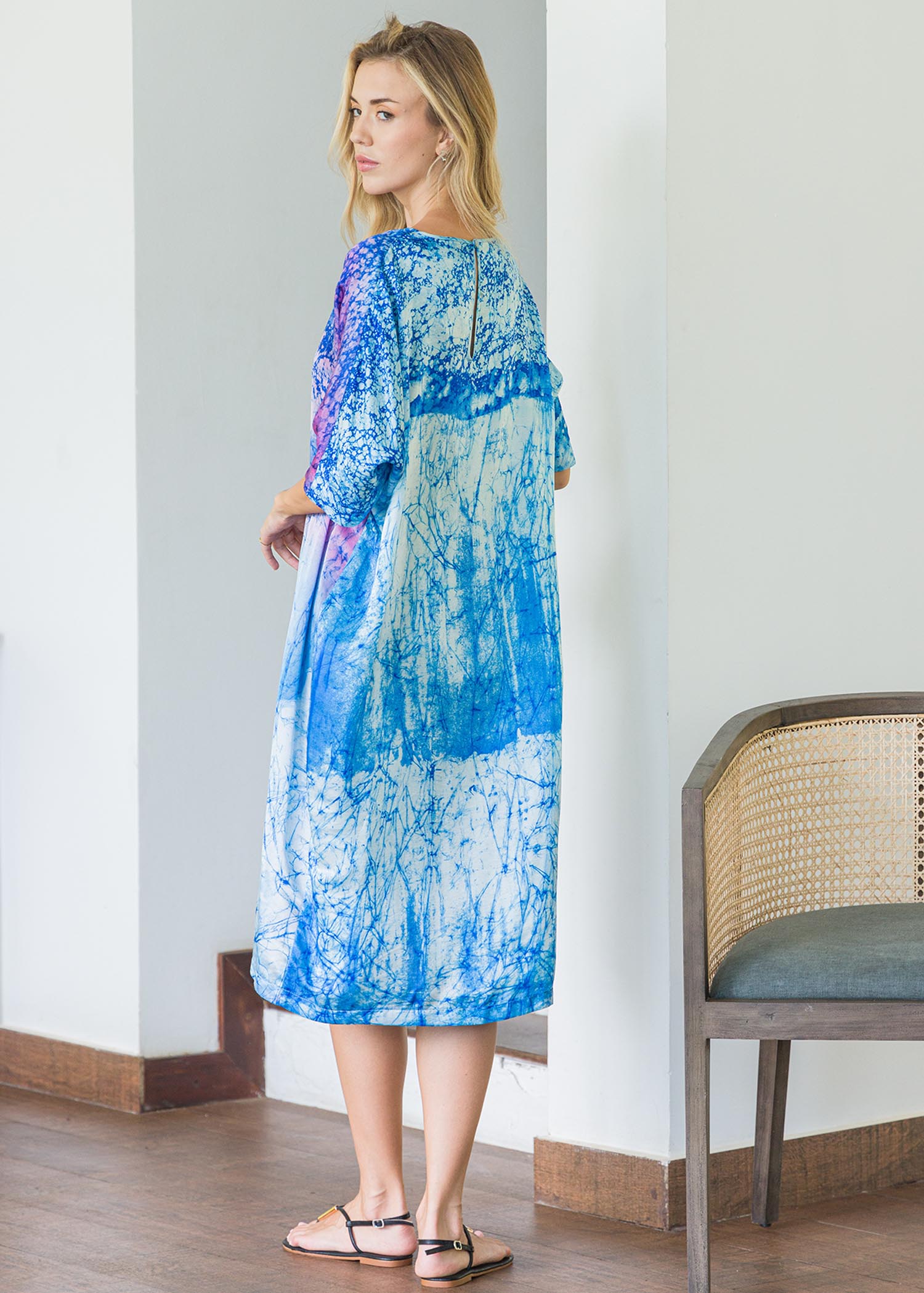 Blended Coloured Batik Kaftan Dress