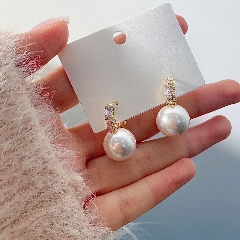 1 Pair Fashion Heart Shape Flower Bow Knot Inlay Copper Alloy Artificial Pearls Zircon Earrings