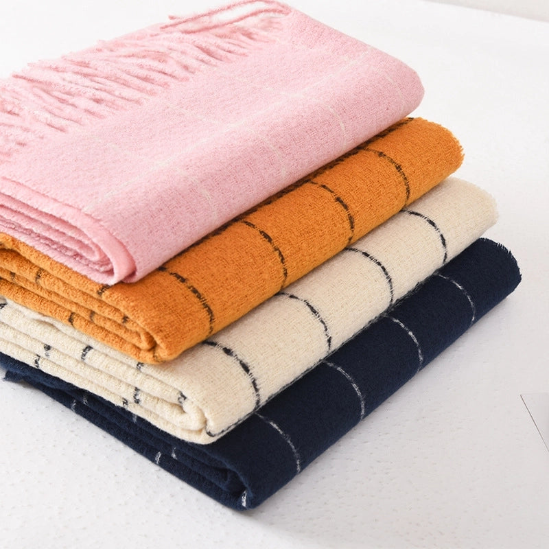 Women's Basic Plaid Imitation Cashmere Polyester Scarf