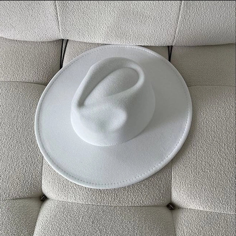 French Style Flat Top Hat Women's Spring And Autumn Winter And Summer  Camel Color Flat Rim Knight Wide Brim Woolen Jazz Hat Men