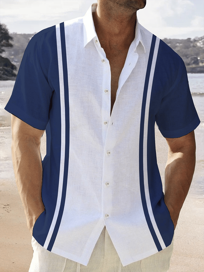 Men's Retro Contrast Print Casual Shirt