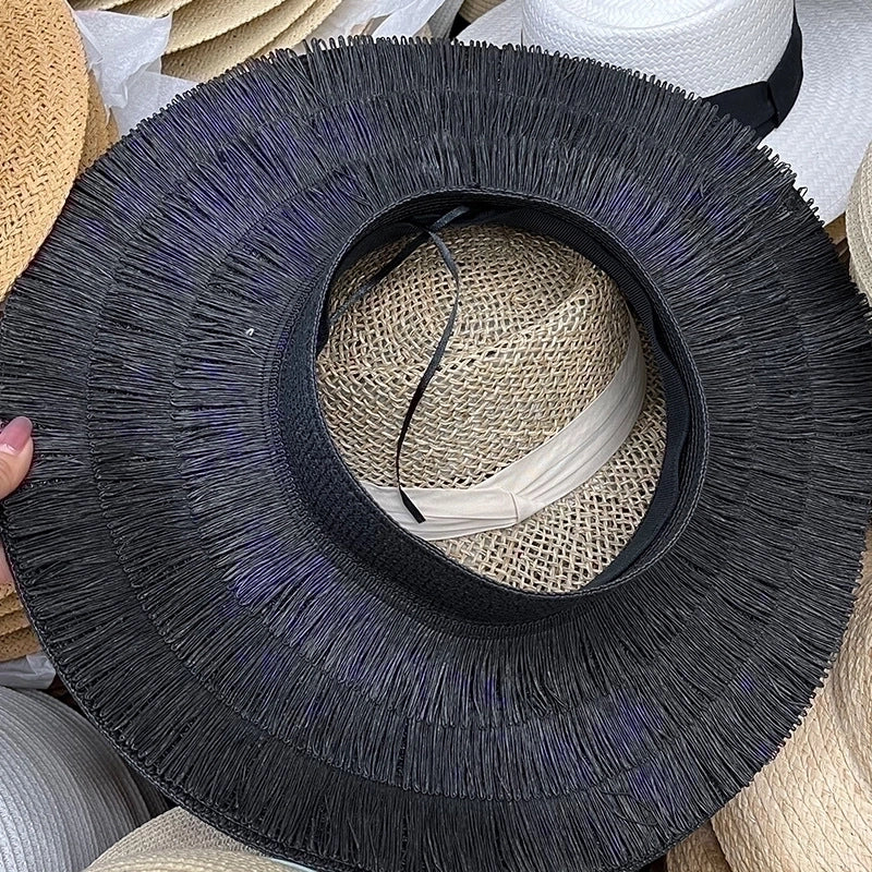 Summer Color Hand-woven Visor Straw Hat Wide Brim Hat