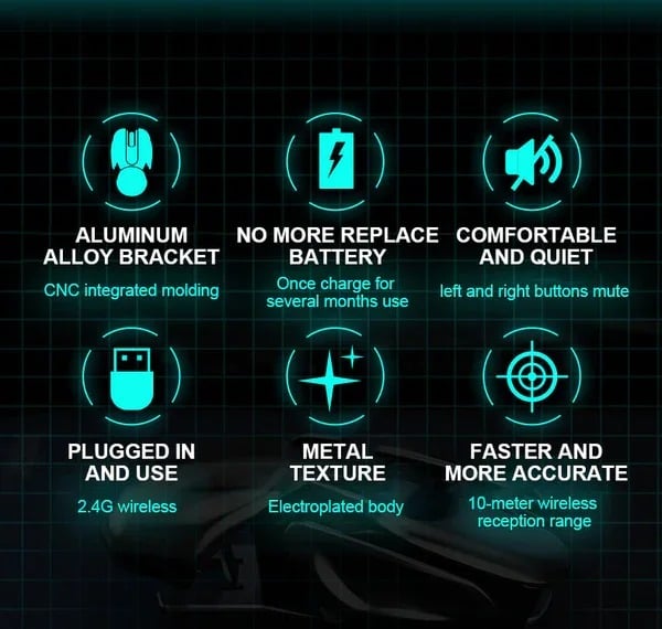 ⚡Hot Sale⚡Wireless Ergonomics Metal Mouse