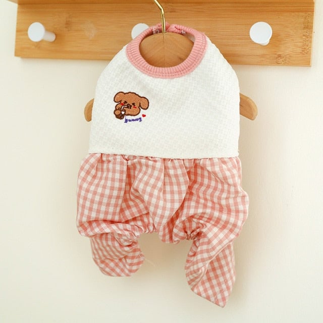 Plaid Bear Four-legged Dog Cat Clothes