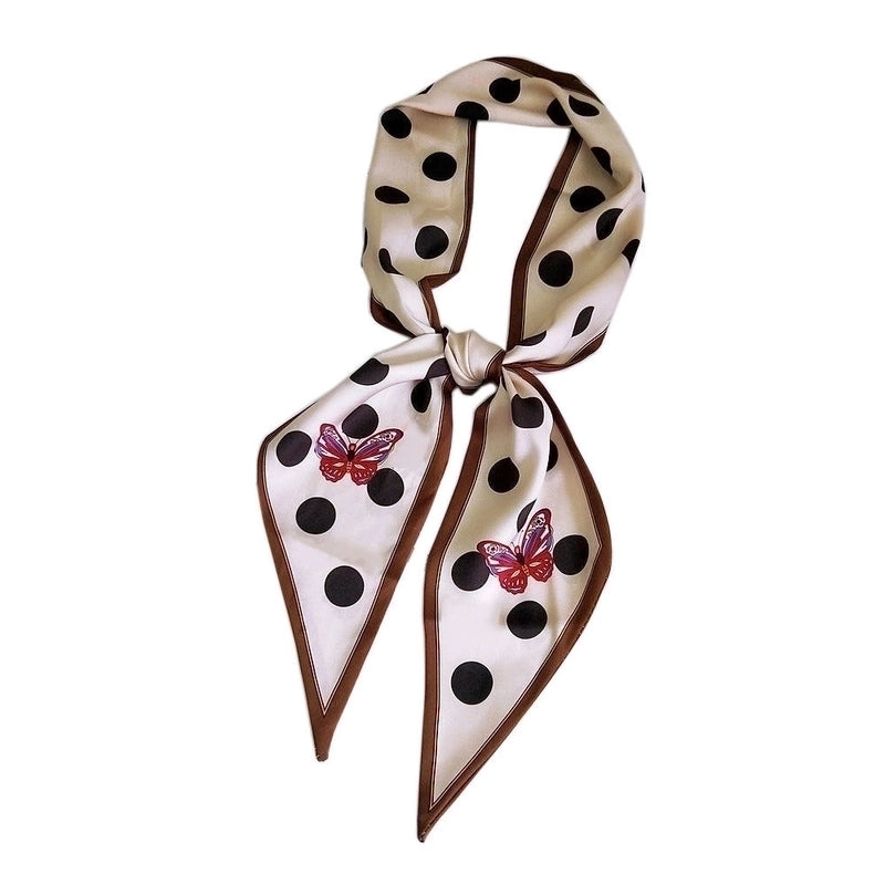Women's Sweet Polka Dots Heart Shape Butterfly Polyester Satin Printing Silk Scarves