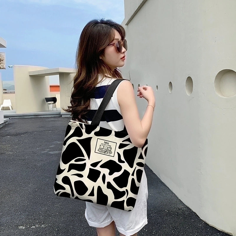 Women's Fashion Cow Pattern Canvas Shopping Bags