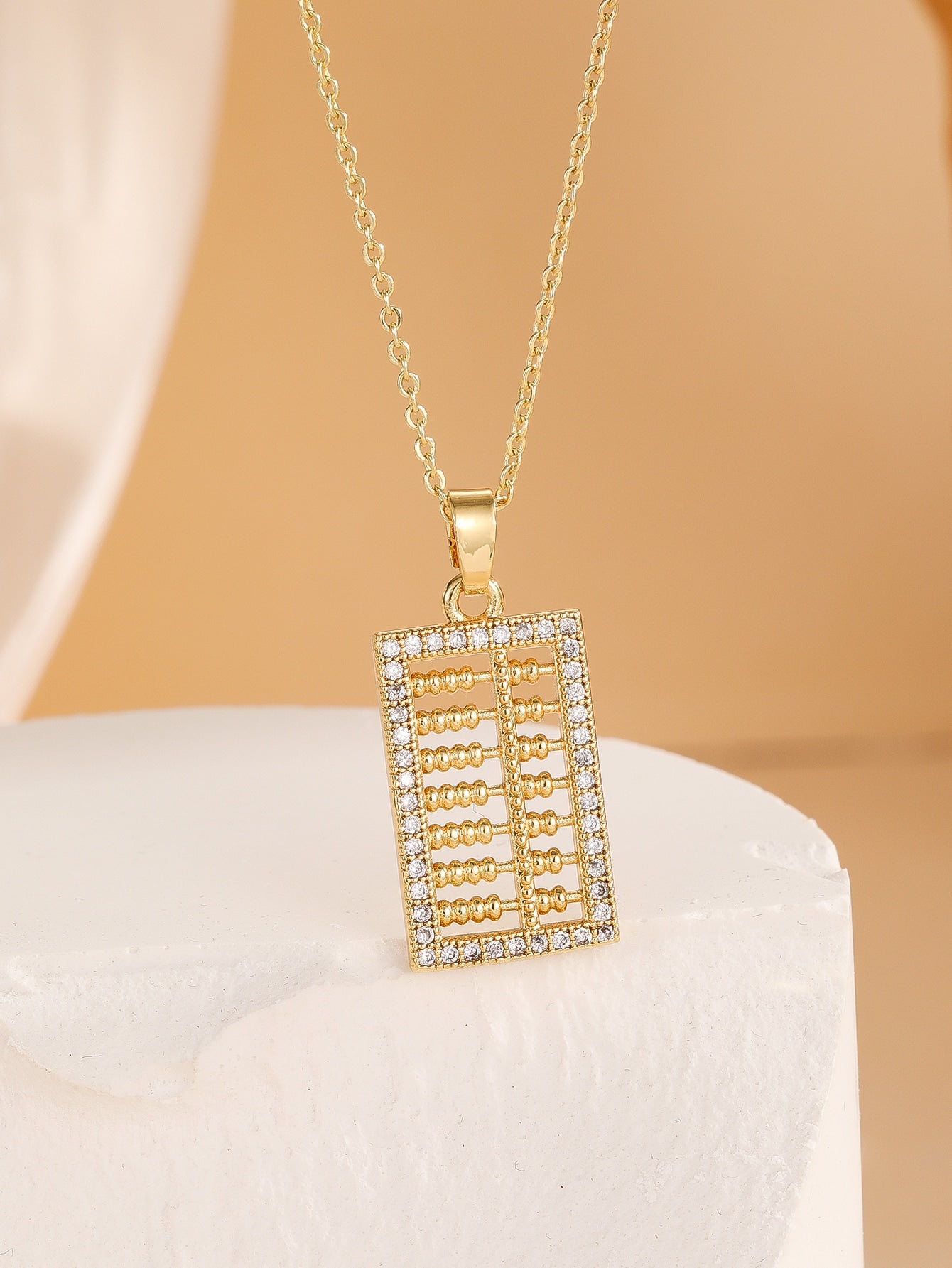 Cubic Zirconia Decor Abacus Charm Necklace