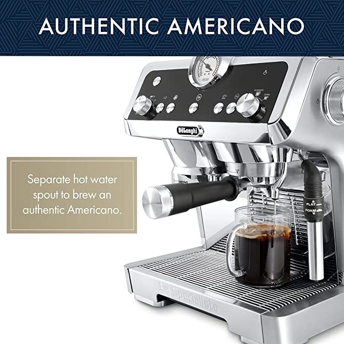 De'Longhi La Specialista Espresso Machine with Sensor Grinder. Dual Heating System. Advanced Latte System & Hot Water Spout for Americano Coffee or Tea. Stainless Steel