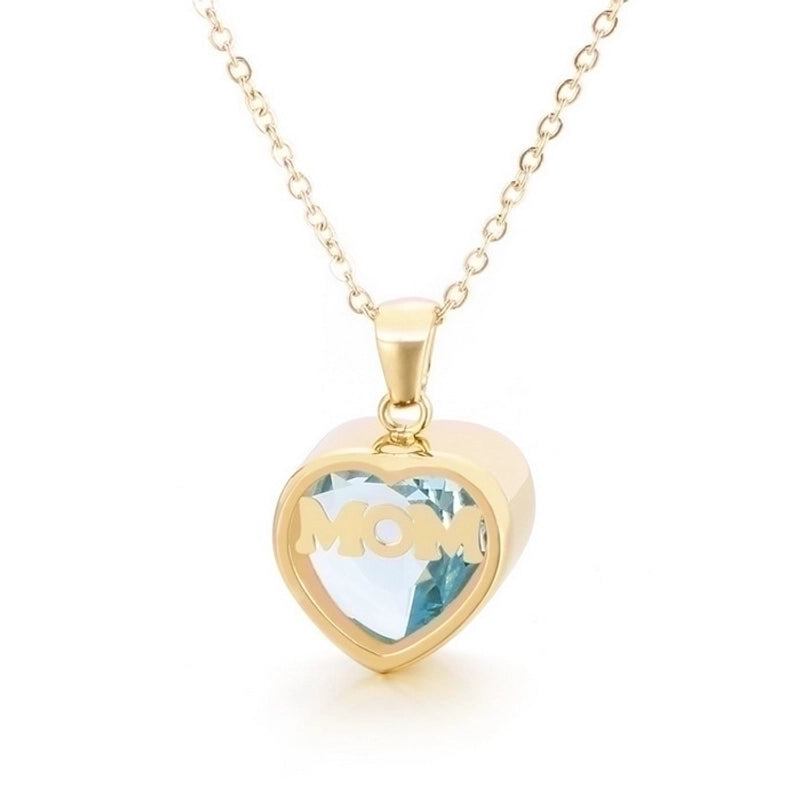1 Piece Mama Minimalist Heart Shape Titanium Steel Inlay Birthstone Zircon Pendant Necklace