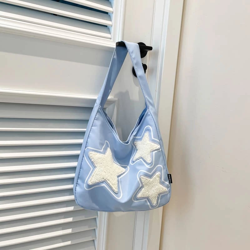 Women's Cloth Color Block Star Cute Streetwear Square Zipper Shoulder Bag