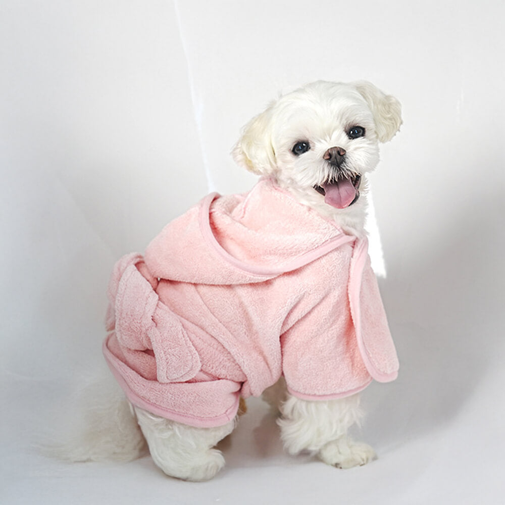 Thick Soft Absorbent Skin-Friendly Pet Hooded Bathrobe Towel